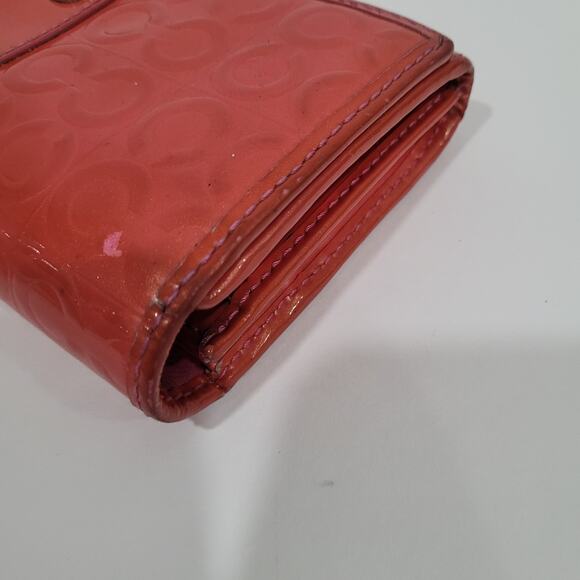 Coach Envelope Wallet Red Pink Large Patent Leather Convertible Bag Fair - Picture 10 of 11